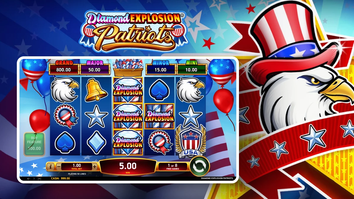 RubyPlay's Diamond Explosion Patriots slot game featured in Hard Rock Bet's New Jersey casino launch